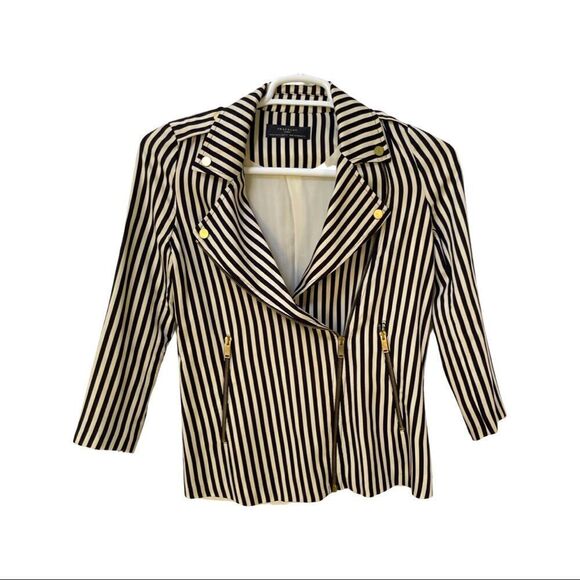 Zara TRF black cream strike blazer size XS like new - Picture 1 of 8